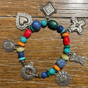 Carolyn Pollack Sterling Silver Charms and Gemstones Bracelet